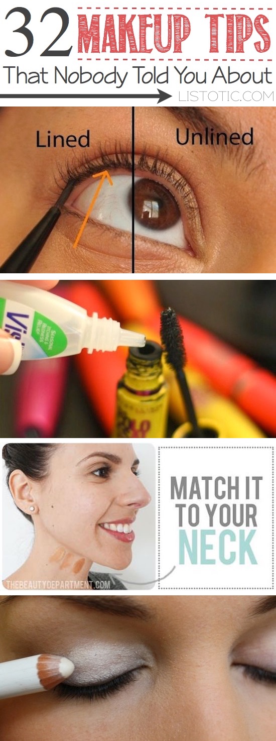 Makeup tips and tricks for beginners, teens and even experts! These beauty hacks and step-by-step tutorials are perfect for women of any age, older or younger. Easy ideas and life hacks every girl should know.:) Listotic.com 